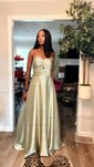 A-line Strapless Chiffon Cut Out Prom Dresses With Ruched