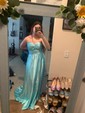 A-line Strapless Chiffon Cut Out Prom Dresses With Ruched