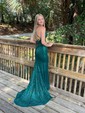 Sheath/Column Cowl Neck Floor-length Sparkly Sequin Prom Dresses