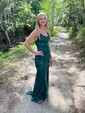 Sheath/Column Cowl Neck Floor-length Sparkly Sequin Prom Dresses