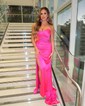 Sheath/Column Strapless Satin Prom Dresses With Ruched