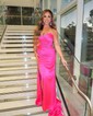 Sheath/Column Strapless Satin Prom Dresses With Ruched