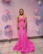Mermaid One Shoulder Stretch Crepe Two Piece Prom Dresses