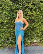 Sheath/Column Strapless Sparkly Sequin Prom Dresses With Beading