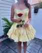 Corset Bubblegum Skater Satin Ruffle Bow Homecoming Dresses