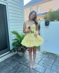 Corset Bubblegum Skater Satin Ruffle Bow Homecoming Dresses