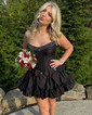 Corset Bubblegum Skater Satin Ruffle Bow Homecoming Dresses