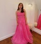 Ball Gown Scoop Neck Tulle Prom Dresses With Appliques