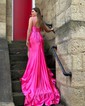 Mermaid V-neck Satin Corset Prom Dresses With Ruched