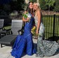 Mermaid V-neck Backless Sparkly Sequin Prom Dresses