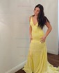 Mermaid V-neck Backless Sparkly Sequin Prom Dresses