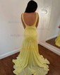 Mermaid V-neck Backless Sparkly Sequin Prom Dresses