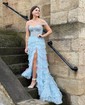 Ball Gown Off-the-shoulder Tulle Tiered Prom Dresses With Appliques