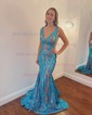 Mermaid V-neck Backless Sparkly Sequin Prom Dresses