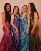 Mermaid V-neck Backless Sparkly Sequin Prom Dresses