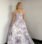 Ball Gown Strapless Satin Floral Prom Dresses With Ruched