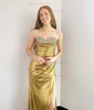 Sheath/Column Strapless Metallic Prom Dresses With Beading