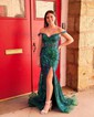 Sheath/Column Off-the-shoulder Sparkly Sequin Prom Dresses