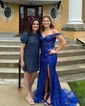 Sheath/Column Off-the-shoulder Sparkly Sequin Prom Dresses