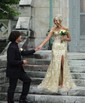 Sheath/Column Off-the-shoulder Sparkly Sequin Prom Dresses