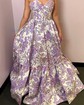 Ball Gown Strapless Satin Floral Prom Dresses With Ruched