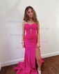 Mermaid Strapless Glitter Corset Prom Dresses With Ruched