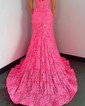 Sheath/Column Strapless Lace Corset Prom Dresses With Ruched