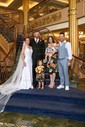 Trumpet/Mermaid V-neck Stretch Crepe Sweep Train Wedding Dresses With Appliques Lace