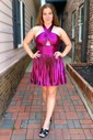 Unique Gold Skater Cut Out Pleated Homecoming Dresses