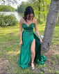 Sheath/Column Satin Strapless Prom Dresses With Ruched