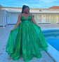 Ball Gown V-neck Floor-length Glitter Prom Dresses With Ruched