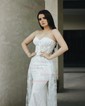 Sheath/Column Strapless Lace Beaded Prom Dresses