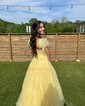 Ball Gown Sweetheart Tulle Ruffle Prom Dresses With Ruched