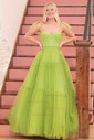 Ball Gown Sweetheart Tulle Ruffle Prom Dresses With Ruched