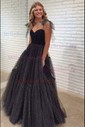 Ball Gown Sweetheart Tulle Ruffle Prom Dresses With Ruched