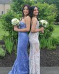 Black Mermaid Strapless Lace Prom Dresses With Beading