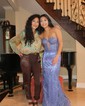 Black Mermaid Strapless Lace Prom Dresses With Beading