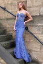 Black Mermaid Strapless Lace Prom Dresses With Beading