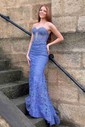 Black Mermaid Strapless Lace Prom Dresses With Beading