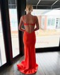 Mermaid V-neck Jersey Cut Out Beaded Prom Dresses