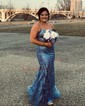 Mermaid Scoop Neck Tulle Prom Dresses With Appliques