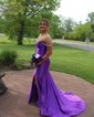 Mermaid Off-the-shoulder Ruched Satin Prom Dresses With Beading