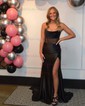 Black Mermaid Strapless Satin Corset Prom Dresses With Ruched