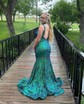 Mermaid V-neck Backless Sparkly Sequin Prom Dresses