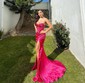 Sheath/Column Strapless Satin Corset Prom Dresses With Beading