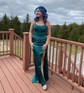 Mermaid Scoop Neck Satin Prom Dresses With Appliques