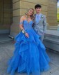 Princess Off-the-shoulder Tulle Ruffle Prom Dresses With Appliques