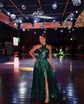 A-line Halter Metallic Sweep Train Prom Dresses With Ruched