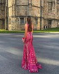 Mermaid V-neck Backless Sparkly Sequin Prom Dresses