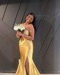 Mermaid Strapless Satin Corset Prom Dresses With Ruched